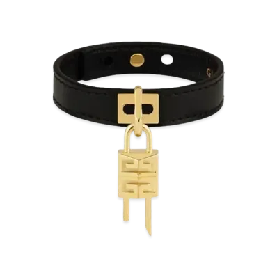 GIVENCHY Mini Lock Bracelet In Metal And Leather "Black/Golden"