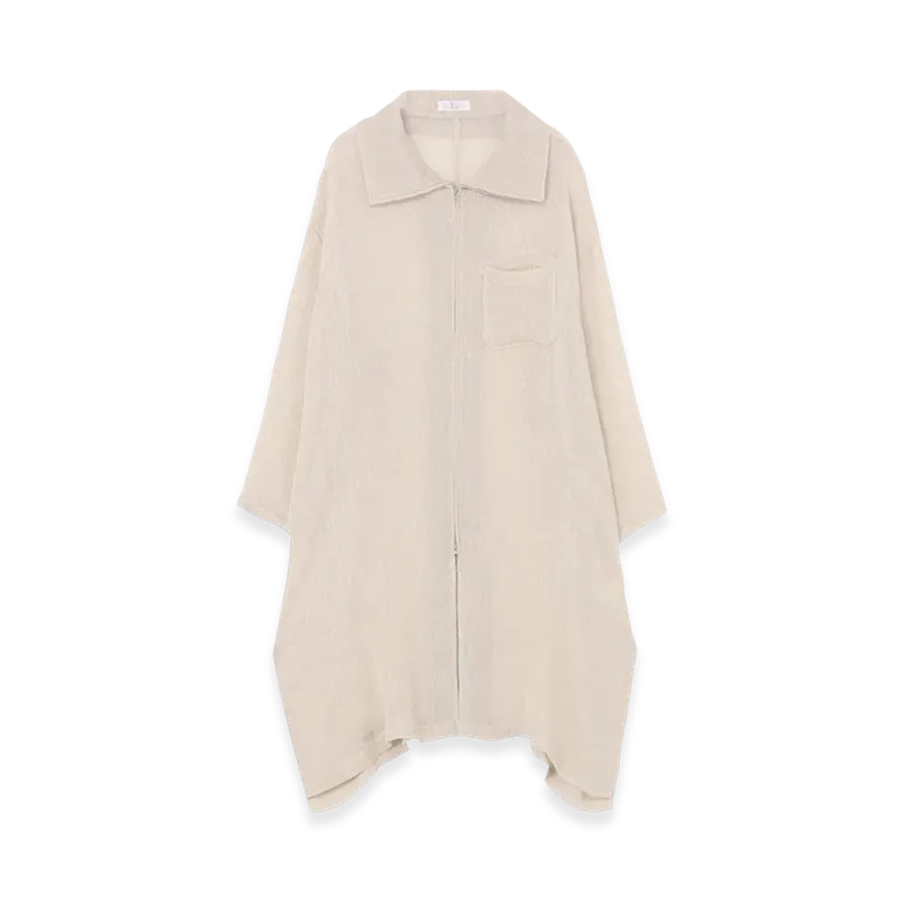 Y's Leno Cloth Stand Collar Dress "Off White"