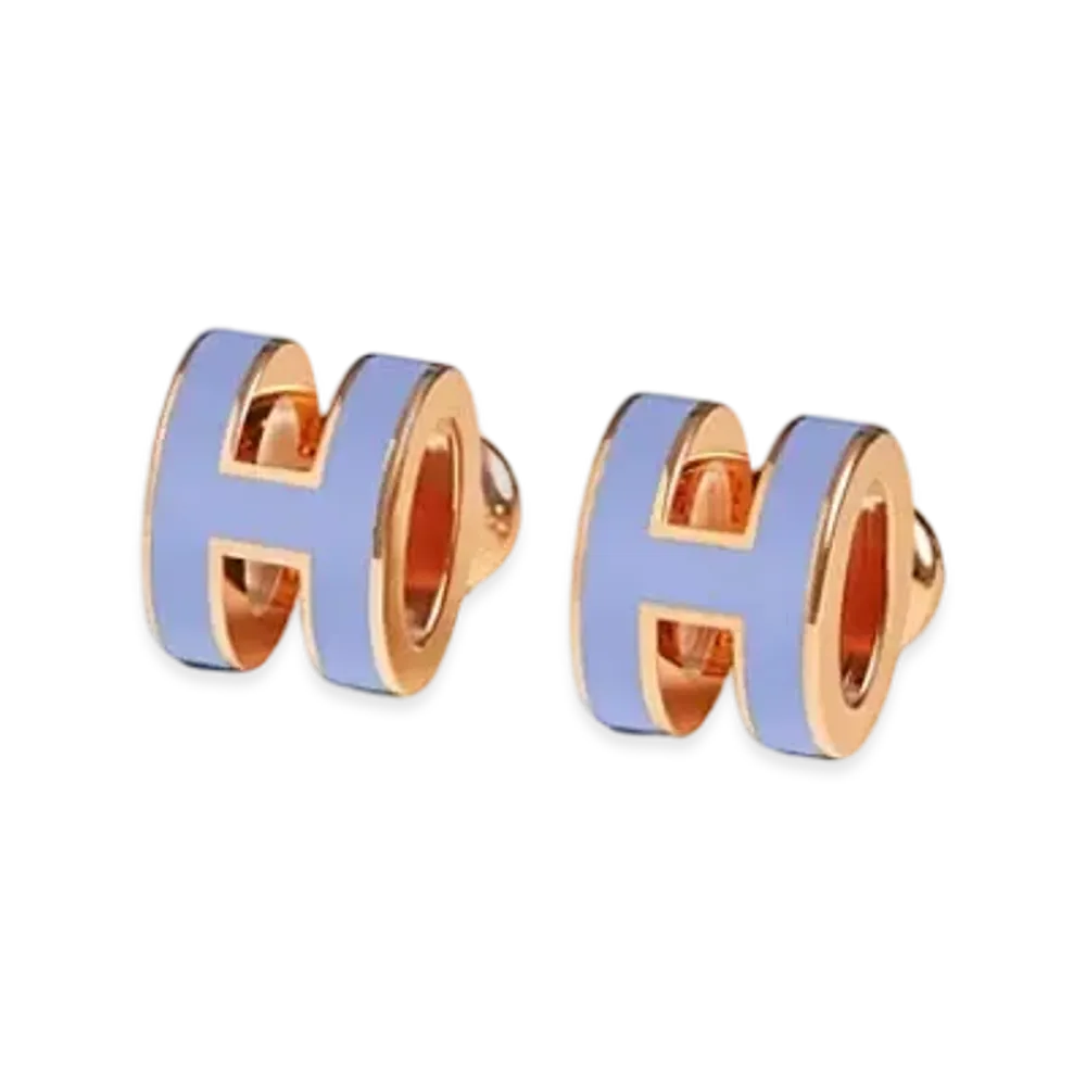 Hermes Mini Pop H Earrings "Rose Gold/Lilas"