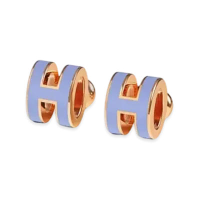 Hermes Mini Pop H Earrings "Rose Gold/Lilas"