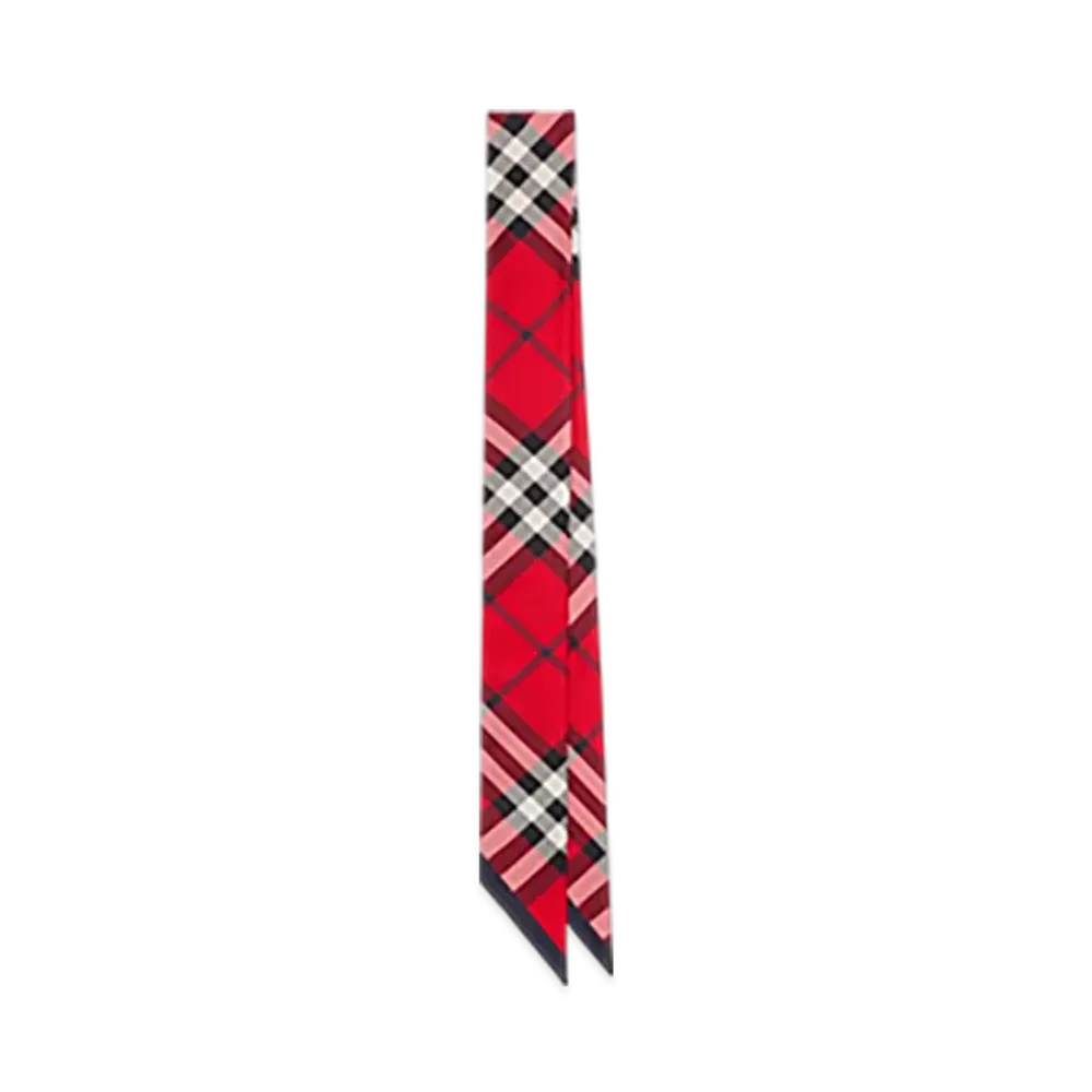 Burberry Skinny Check Silk Scarf "Scarlet"