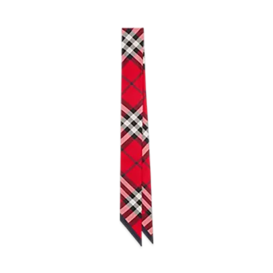Burberry Skinny Check Silk Scarf "Scarlet"