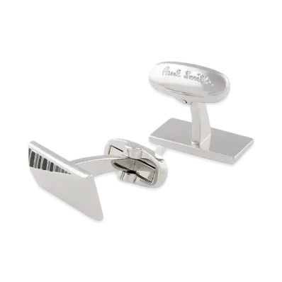 Paul Smith Diagonal Shadow Stripe Cufflinks "Silver"