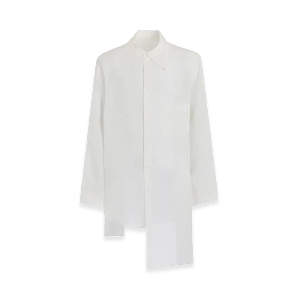 Yohji Yamamoto POUR HOMME 60 Cellulose Loan Unbalanced Collar Blouse "Off White"