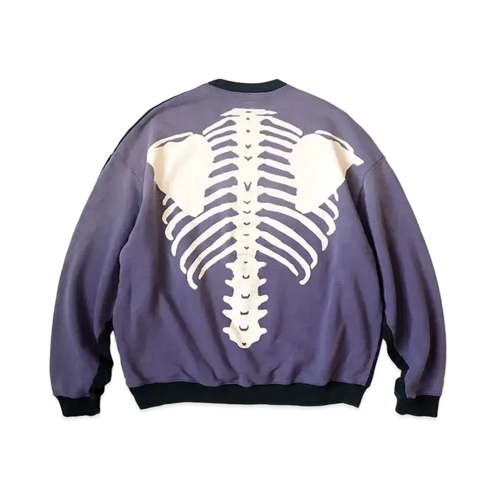 KAPITAL BACK HAIR 2 TONE BIG SWEAT (BOUND PT) "Black Purple"