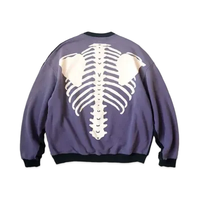 KAPITAL BACK HAIR 2 TONE BIG SWEAT (BOUND PT) "Black Purple"