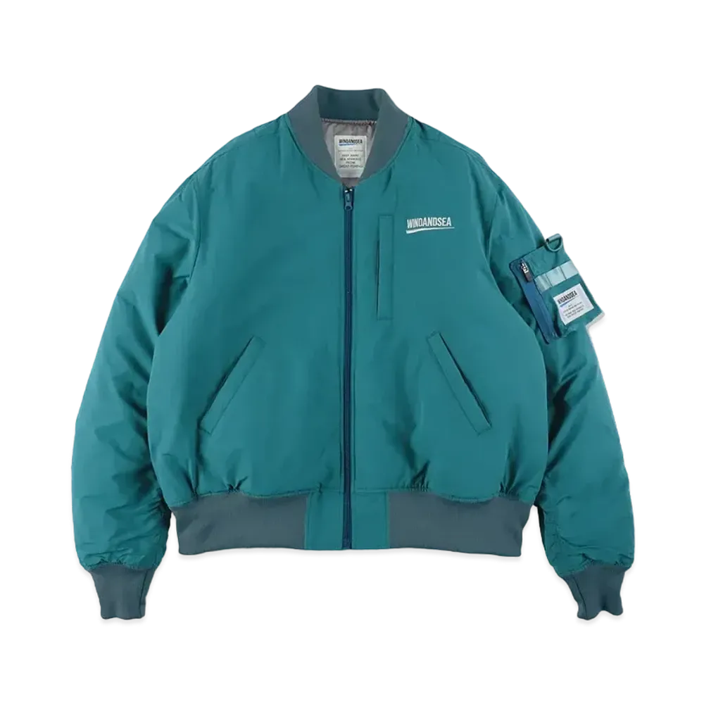 WIND AND SEA Fishnet Recycled Nylon MA-1 Jacket "Sea Foam"