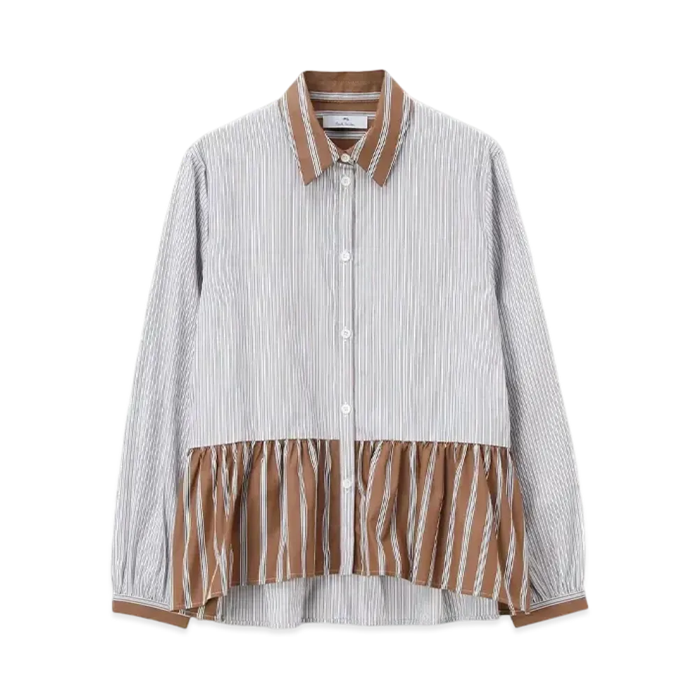 Paul Smith Women's Striped Gathered Blouse "Brown"