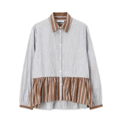 Paul Smith Women's Striped Gathered Blouse "Brown"