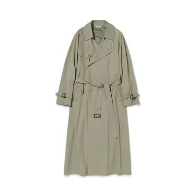 AURALEE Washed Finx Silk Chambray Trench Coat "Gray Chambray"