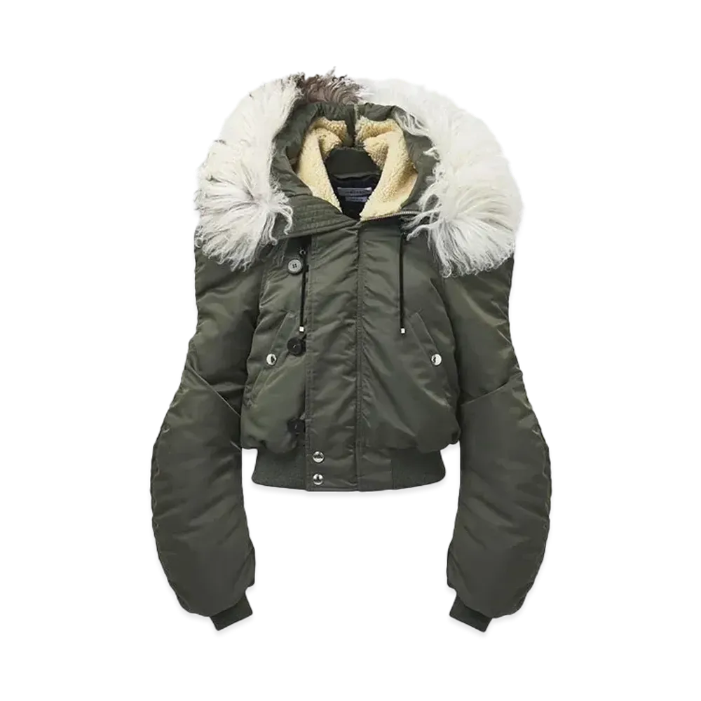 Alexander McQUEEN Fur Collar Bomber Jacket "Khaki"