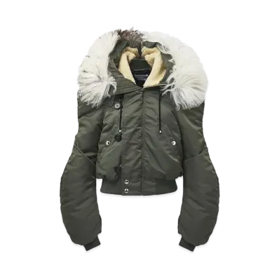 Alexander McQUEEN Fur Collar Bomber Jacket "Khaki"