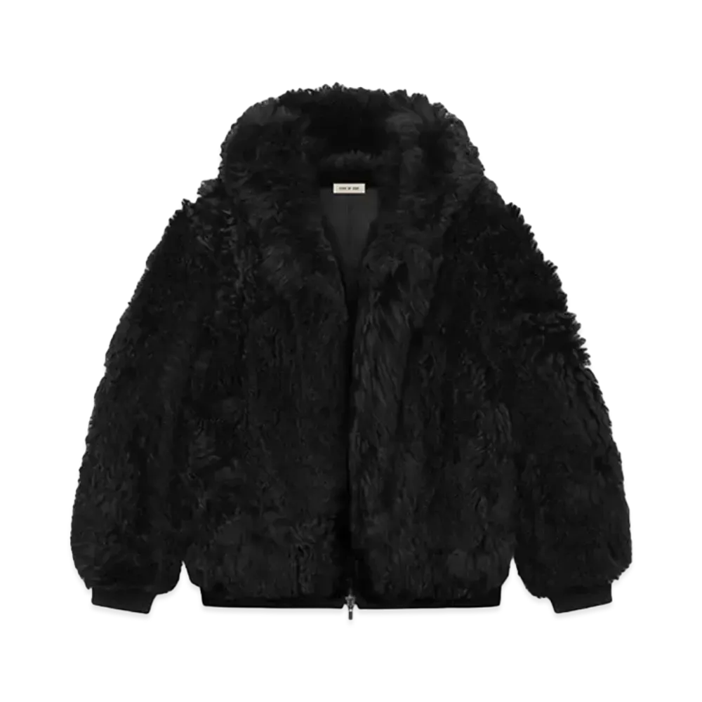FEAR OF GOD ESSENTIALS Shearling Hooded Bomber "Black"