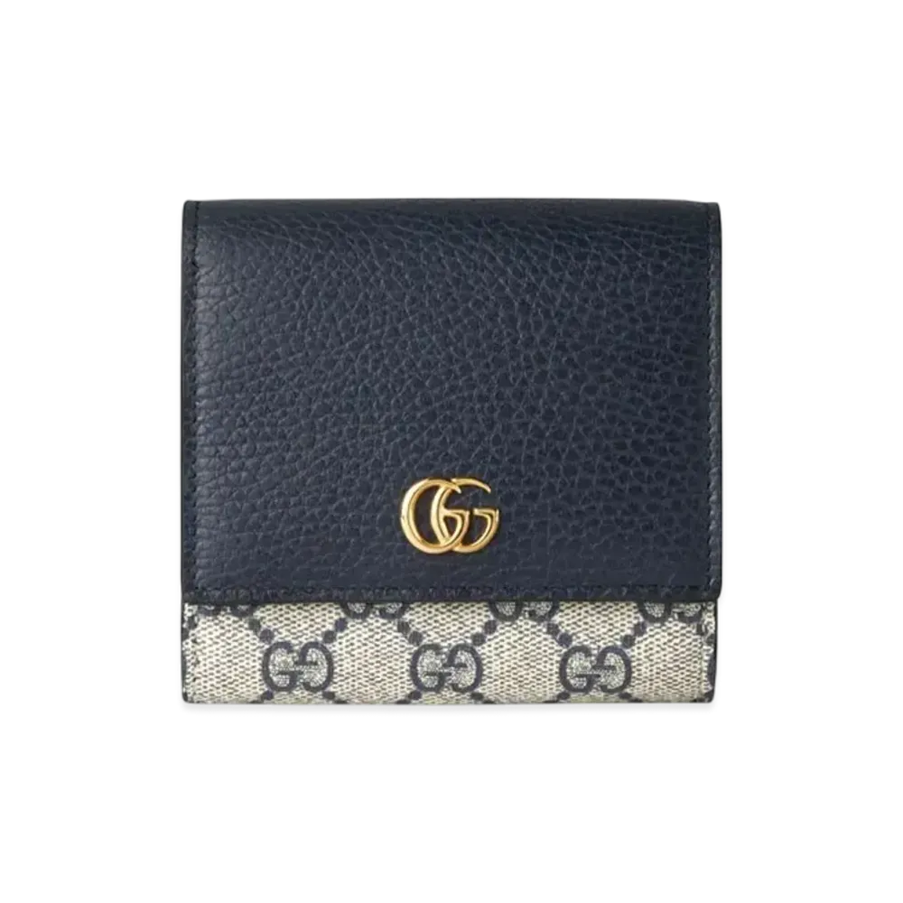 GUCCI GG Marmont Bi-Colour Medium Wallet "Beige/Blue"