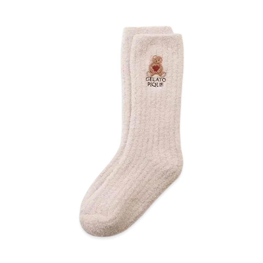GELATO PIQUE Valentine Baby Moco Heart Bear Ribbed Socks "Pink"