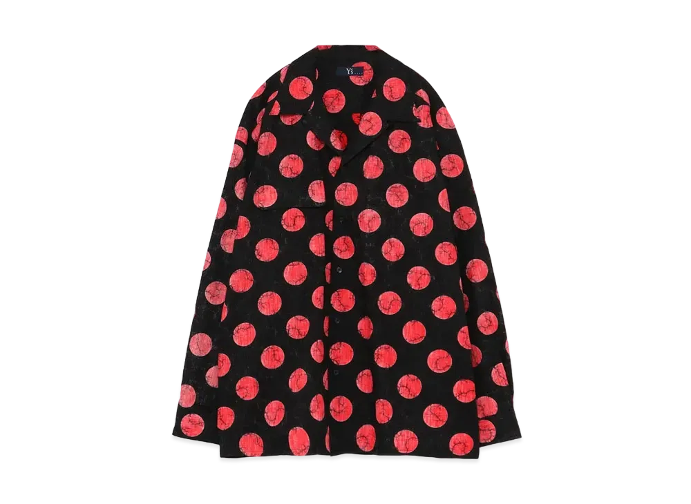 Yohji Yamamoto Y's BROAD THORNY DOT PRINT OPEN COLLAR SHIRT "Red"