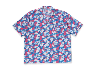 A BATHING APE x EMOTIONALLY UNAVAILABLE Open Collar SS Shirt "Blue"