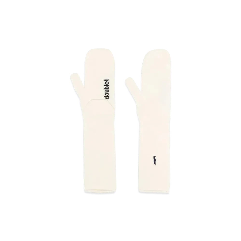 doublet Logo Intarsia Knit Mittens "Cream White"