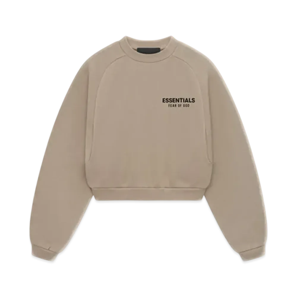 FEAR OF GOD Essentials Women's Fleece Cropped Crewneck "Desert Sand"