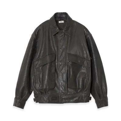 YOKE Cow Leather Flight Jacket "Dark Brown"