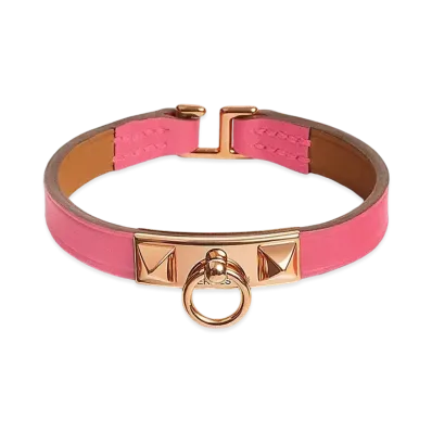 Hermes Rivale Mini Bracelet "Rose Azalee/Pink Gold"