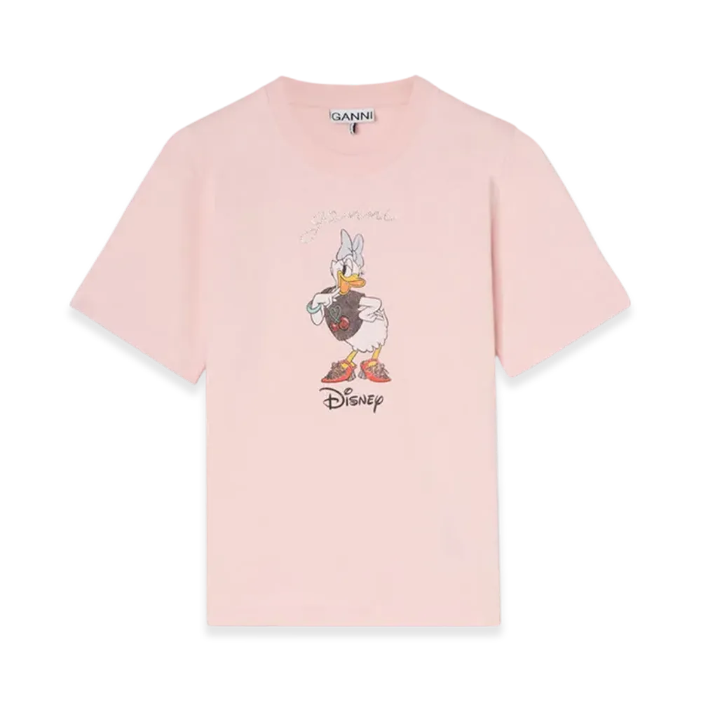 GANNI x Disney Daisy Duck Pink Printed Baby Fit T-Shirt "Chalk Pink"