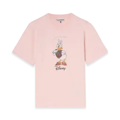 GANNI x Disney Daisy Duck Pink Printed Baby Fit T-Shirt "Chalk Pink"