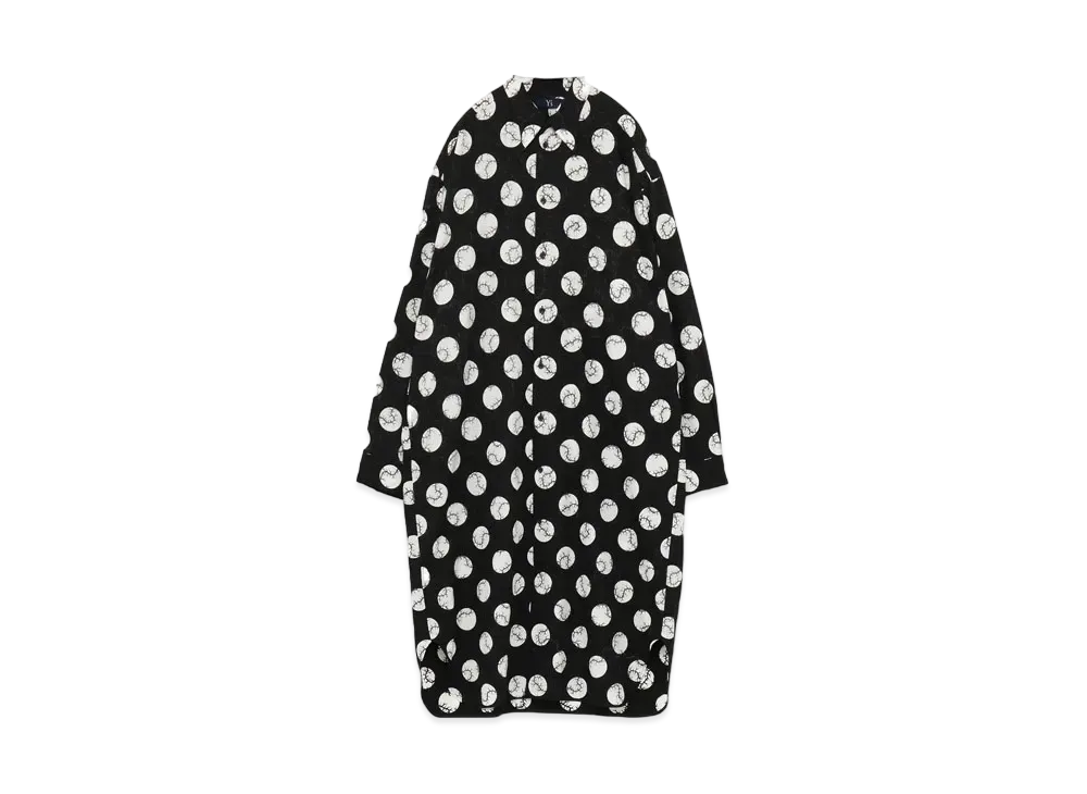 Yohji Yamamoto Y's BROAD THORNY DOT PRINT BIG LONG SHIRT "White"