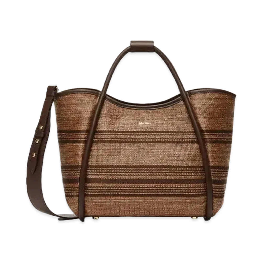 Max Mara Marine Straw Medium Shopping Bag "Tobacco Brown"