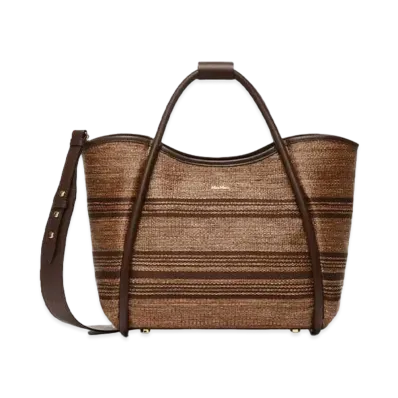 Max Mara Marine Straw Medium Shopping Bag "Tobacco Brown"