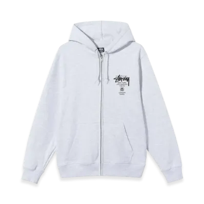 Stussy World Tour Zip Hoodie 2021 "Ash Heather"