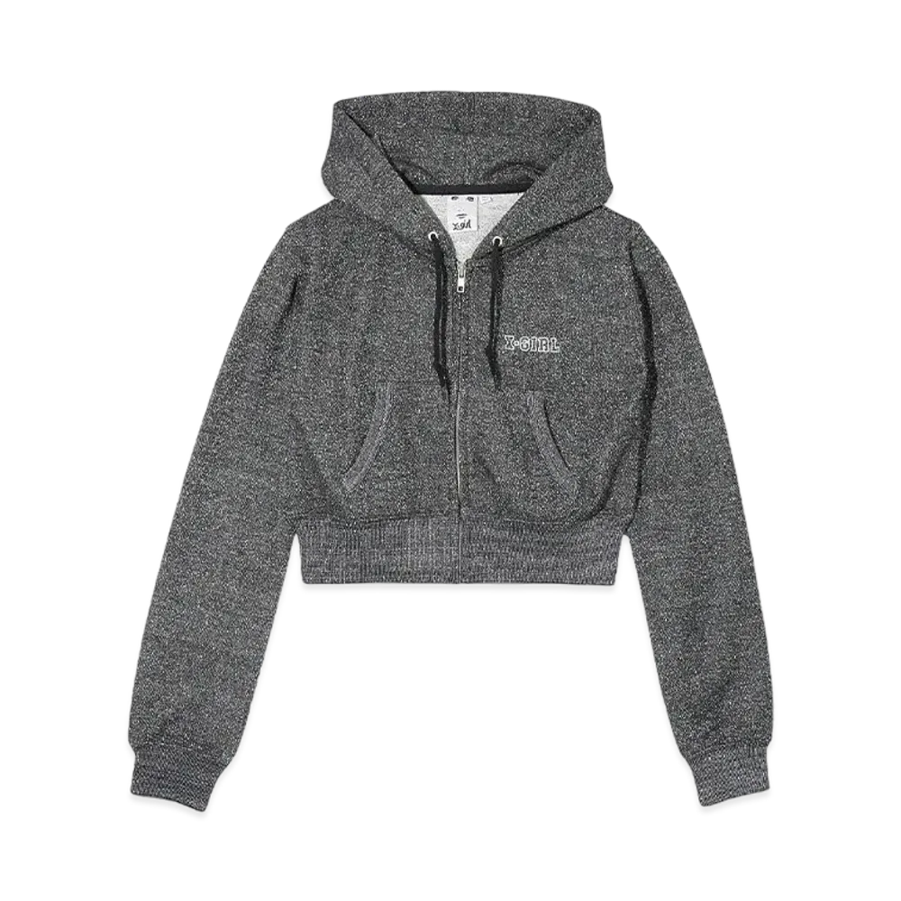 X-Girl Glitter Sweat Zip Up Top "Black"