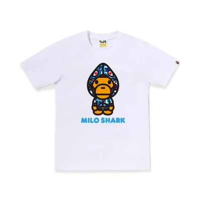 A BATHING APE Women's ABC Camo Milo Shark FZH Tee "White/Blue"