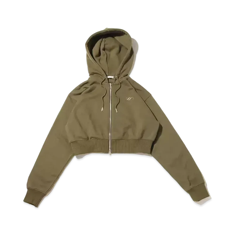 atmos pink Logo Short Zip Hoodie "Khaki"