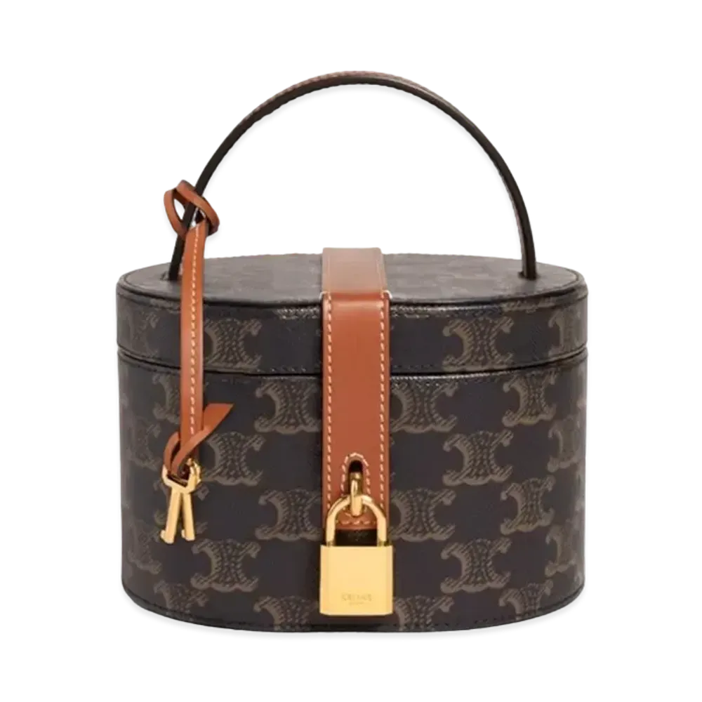 CELINE Vanity Case In Triomphe Canvas And Calfskin "Tan"