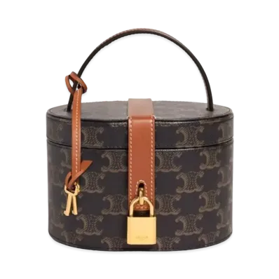 CELINE Vanity Case In Triomphe Canvas And Calfskin "Tan"