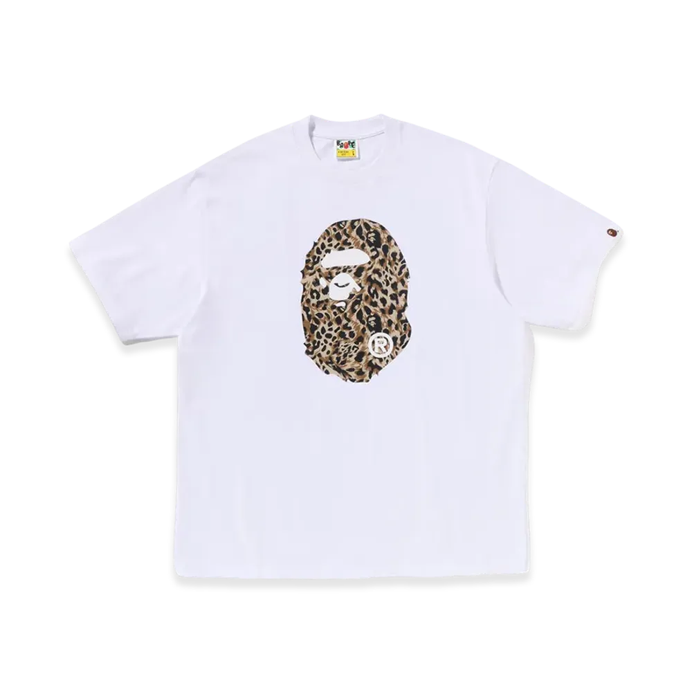 A BATHING APE Wild Leopard Pattern Ape Head Relaxed Fit Tee "White"