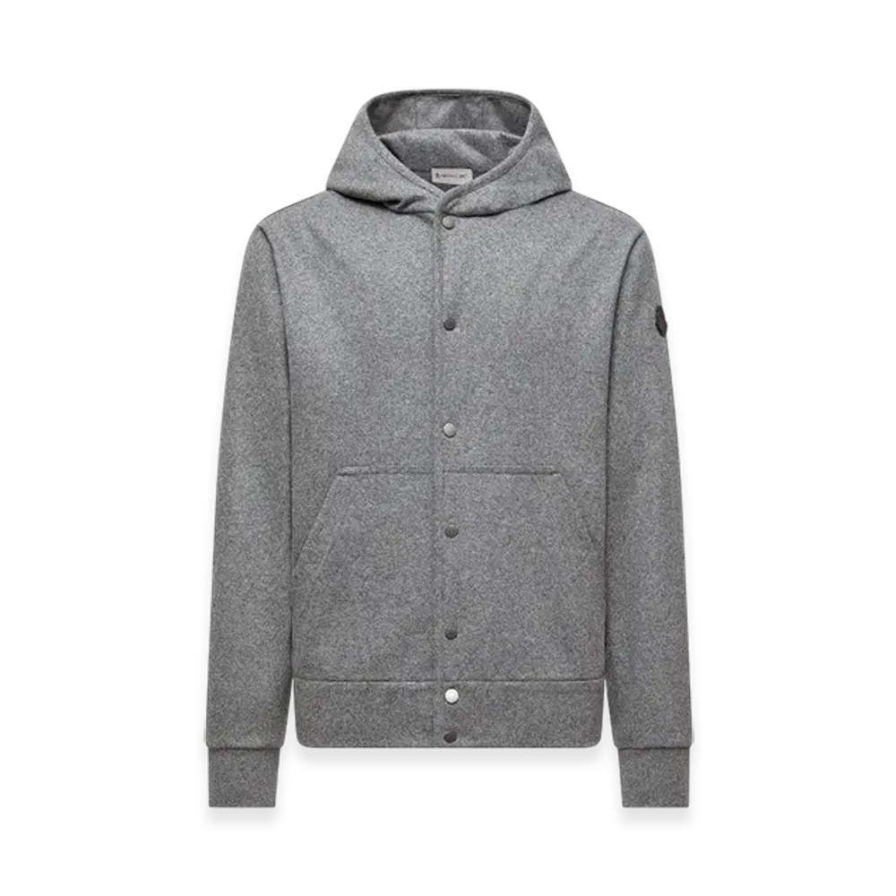 MONCLER Wool Blend Zip-Up Hoodie "Grey"