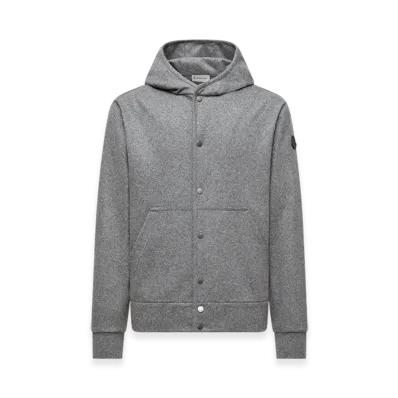MONCLER Wool Blend Zip-Up Hoodie "Grey"