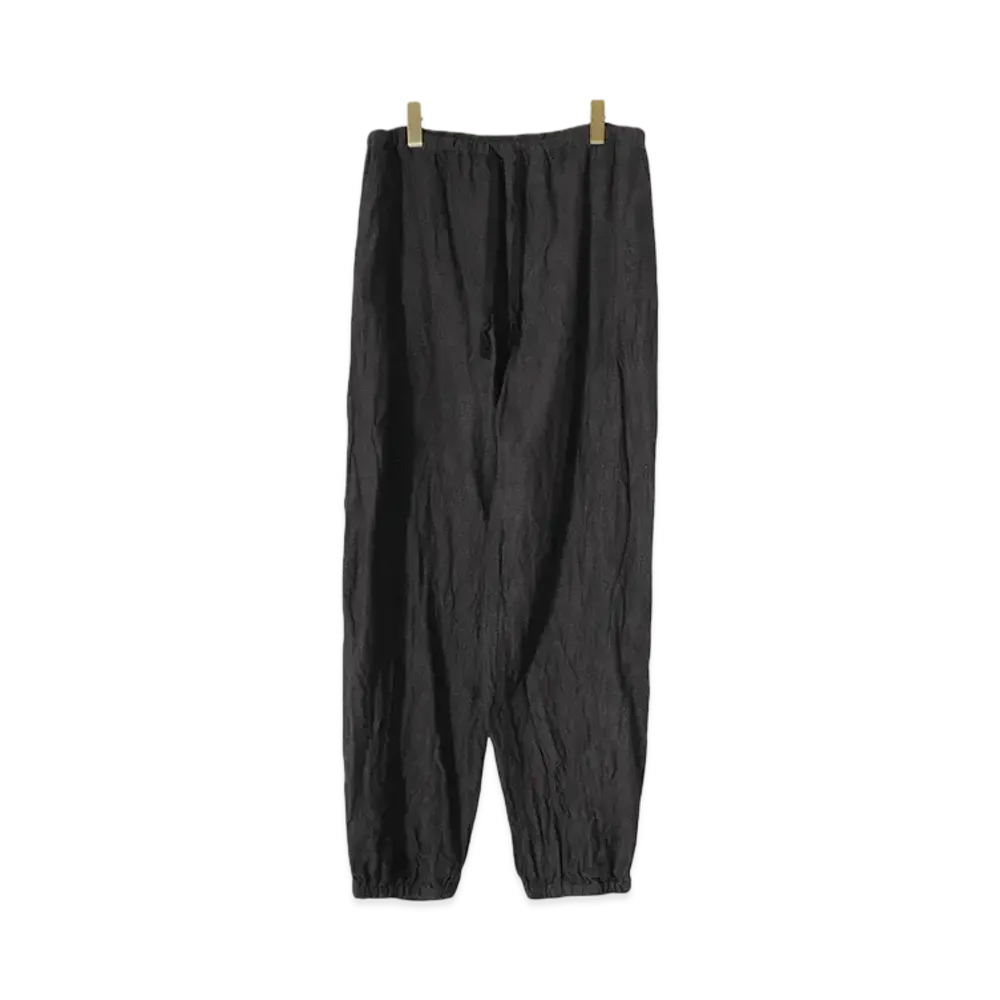 COMOLI Linen Drawstring Trousers "Chacoal"