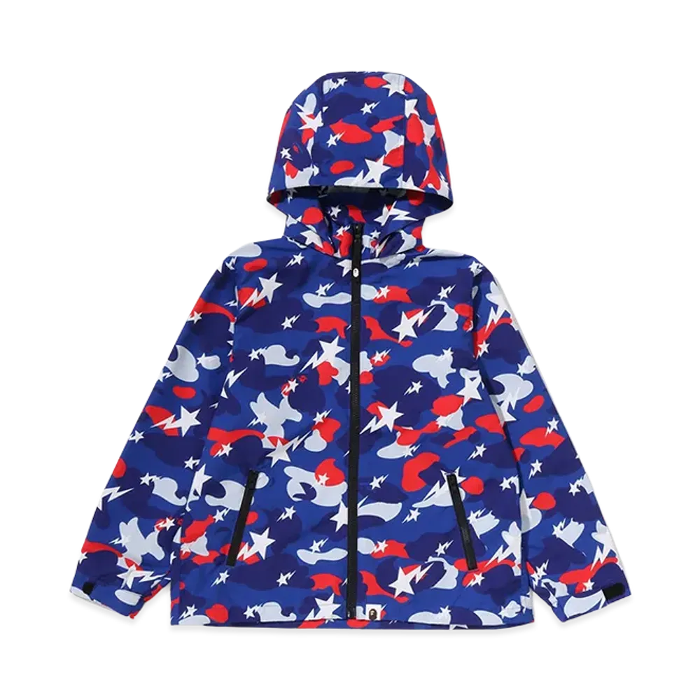 A BATHING APE Kids Sta Strike Camo Hoodie Jacket "Blue"