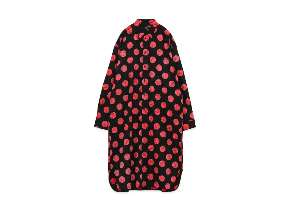 Yohji Yamamoto Y's BROAD THORNY DOT PRINT BIG LONG SHIRT "Red"