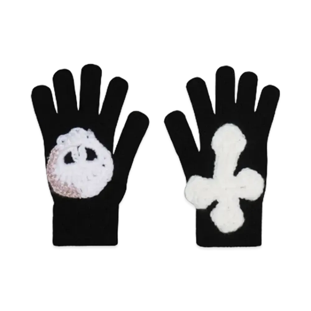SYUMAN. Hand knitting Gloves "Black/pink"