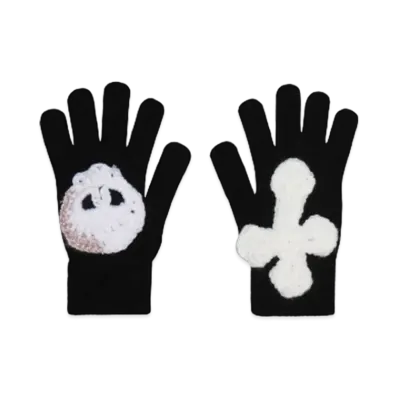SYUMAN. Hand knitting Gloves "Black/pink"