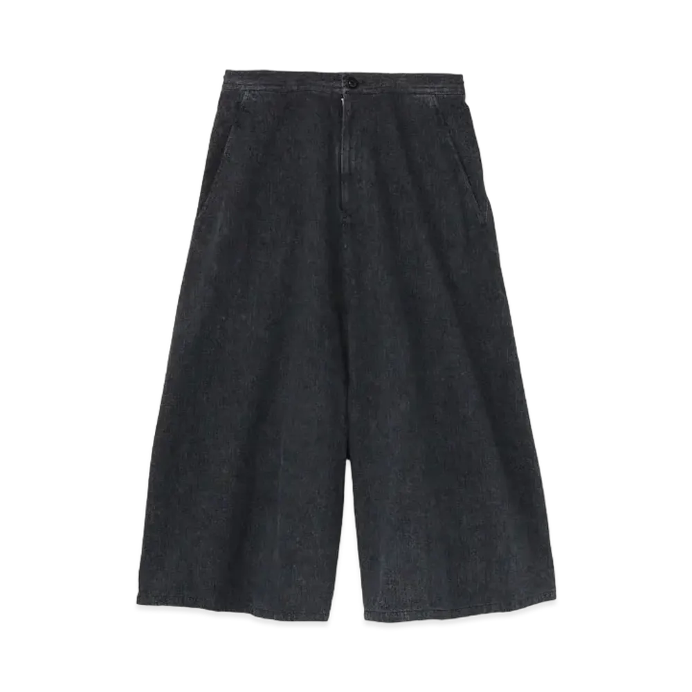 Yohji Yamamoto Y's COTTON WOOL SAROUEL FLARE PANTS "Black"