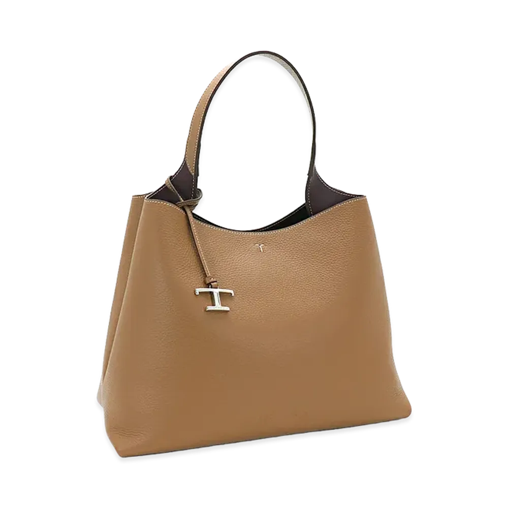 TOD'S Women's T Timeless Charm Tote Bag "Brown/Bordeaux"