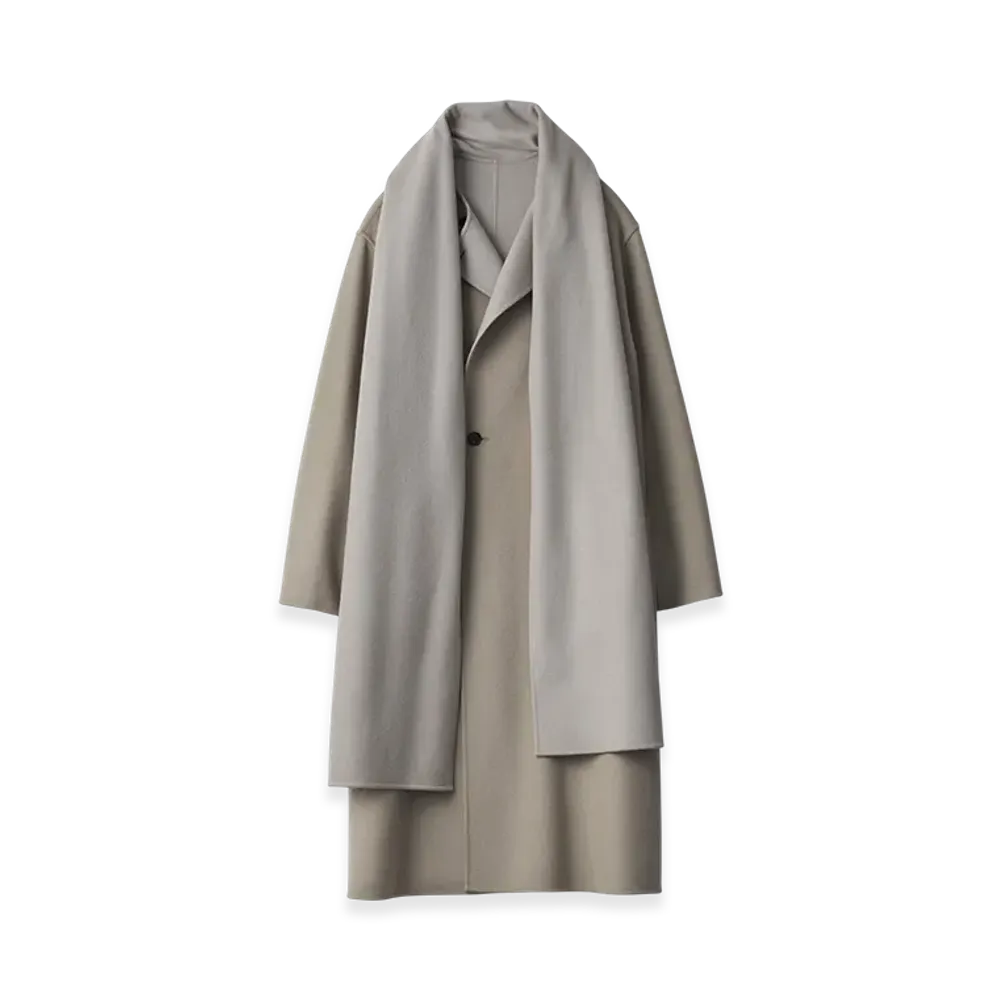 ssstein Wool Cashmere Beaver Reversible Stole Coat "Taupe Grey"