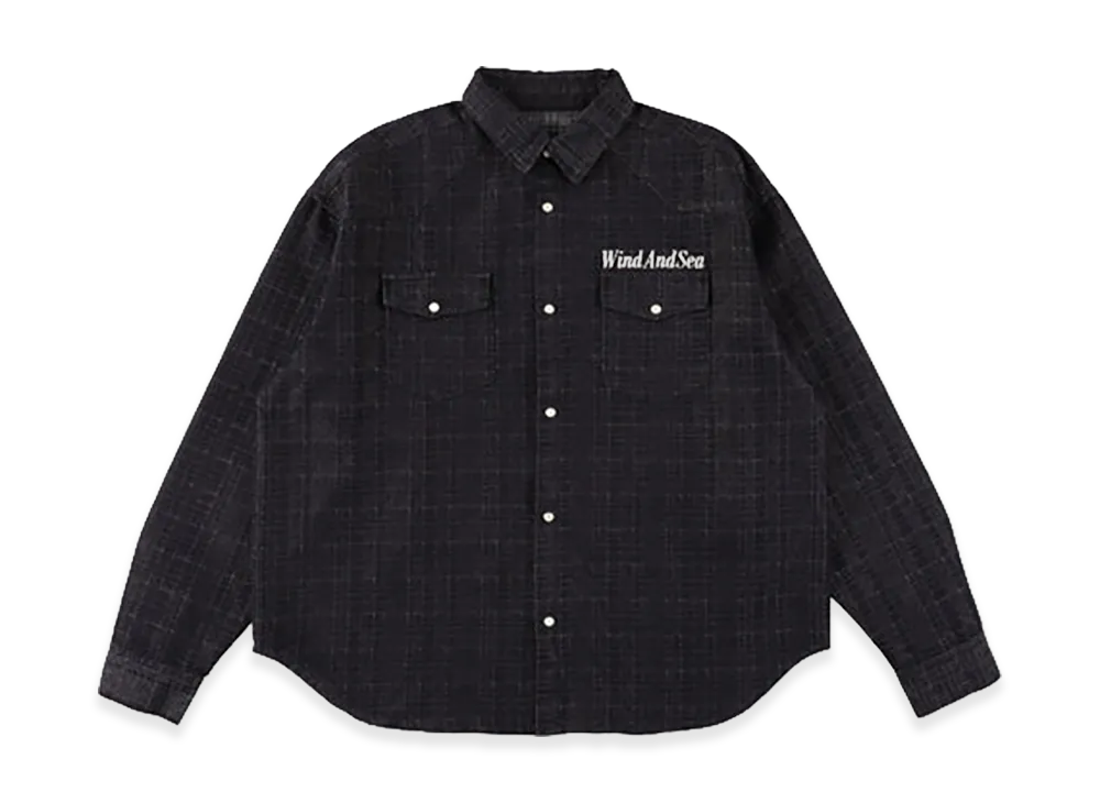 WIND AND SEA Plaid Pattern Denim L/S Shirt "Indigo"