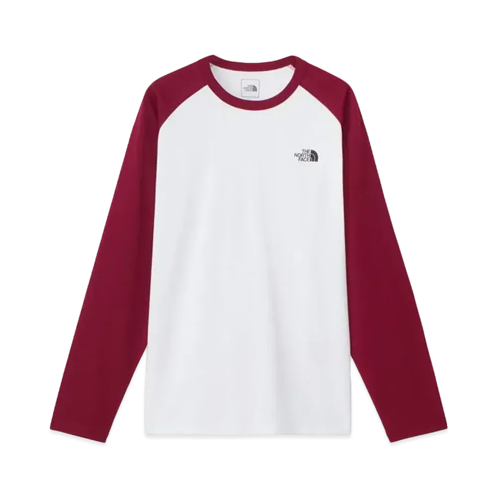 The North Face Longsleaf Baseball Nuptse Tee "White x Beetroot"