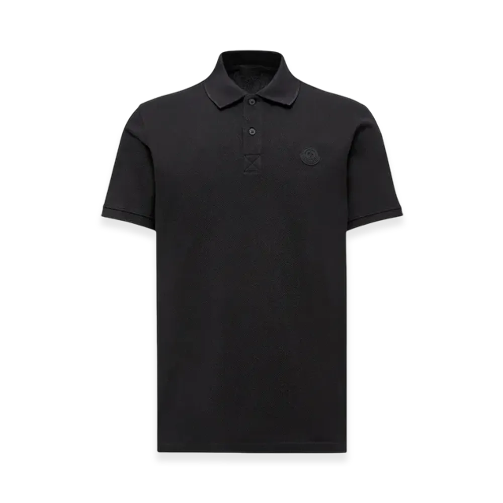 MONCLER Logo Cotton Piquet Polo Shirt "Black"